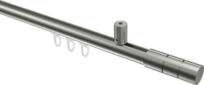 Produktbild von Interdeco Innenlaufstange / Gardinenstange mit Innenlauf Edelstahl-Optik, Typ Sonius Elanto (Rillenzylinder) Deckenmontage, 20 mm Ø 1-läufig, 240 cm