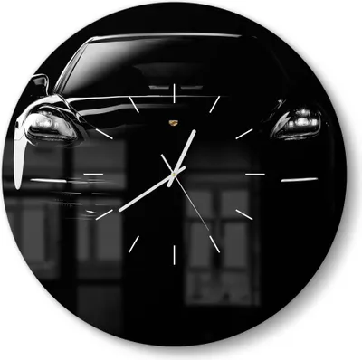 Produktbild von DEQORI Glasuhr Ø50 cm Modern 'Porsche Panamera Front' Wanduhr Glas Uhr Design leise