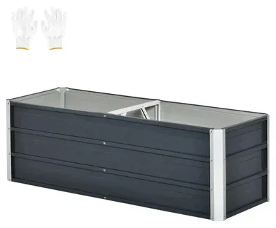 Obrázok produktu pre Vyvýšený záhradný box – kovový box na zeleninu | Farba: tmavosivá | Rozmery: 47 x 125 x 40 cm