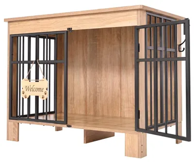 Zdjęcie produktu dla Kojec dla psa - Dwoje drzwi - 85 x 55 x 70 cm - Drewno - Dla małych i średnich psów
