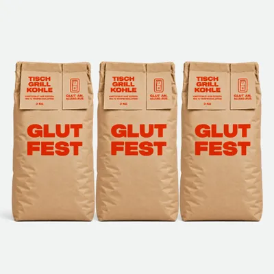 Produktbild von Glutfest Braun Tischgrillkohle  3x3 kg - 15-40mm | 100 % Buche & Eiche Stückung kohle - für Tischgrills & Holzkohlegrills auf dem Balkon | C44-Zittau