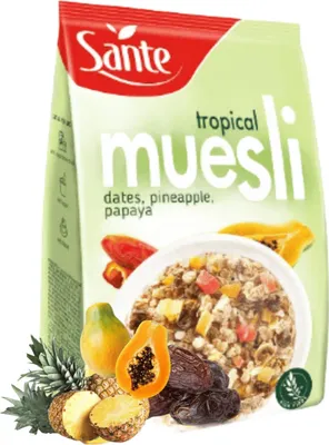 Zdjęcie produktu dla Sante Musli tropikalne pełnoziarniste z owocami 350g
