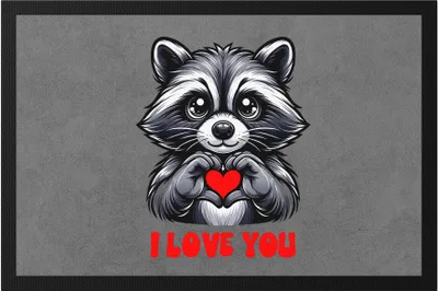 Produktbild von I love you Süßer Waschbär Herz Fußmatte Liebe Freund Freundin Geschenk