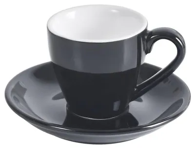 Obrázek produktu pro Espressová šálka s podšálkem, objem 80 ml, černá, porcelán, demitasse