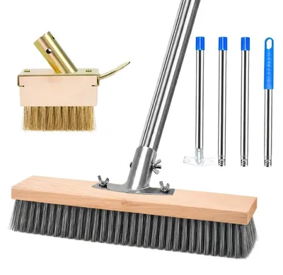 Produktbild von Drahtbesen Moosentferner Unkrautbürste - Stiel 160 cm - Edelstahl - Set mit 2 Stück - Für Terrasse und Gehweg
