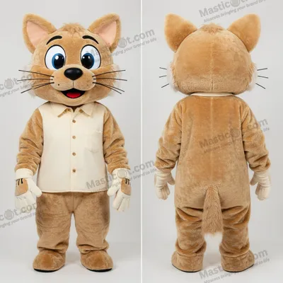 Obrázok produktu pre Plyšový kostým maskota mačky s hnedou srsťou