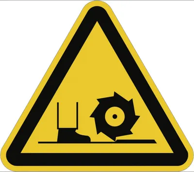 Produktbild von Dreifke® Warnung vor Fräswelle DIN 4844-2, Folie, 50 mm SL, 6 Stück/Bogen