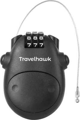 Produktbild von Travelhawk Kabelschloss – Zahlenschloss – Snowboardschloss – Skischloss – Fahrradkabelschloss – Fahrradschloss – Fahrradschlösser – Stahl – Schwarz