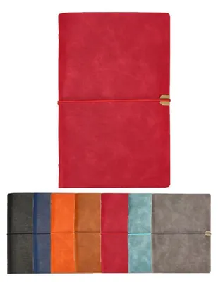 Immagine prodotto di Quaderno in pelle formato A6, ricaricabile, confezione da 2 pezzi, colore rosso, dimensioni 18 x 11 cm, 200 pagine