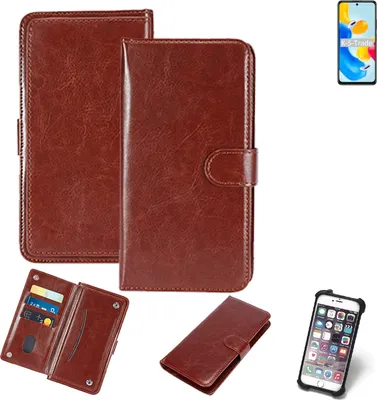Produktbild von K-S-Trade 360° Hülle kompatibel mit Xiaomi Redmi Note 11S 5G braun Kunstleder Case BookCase WalletCase Kunstlederederhülle Handyhülle,