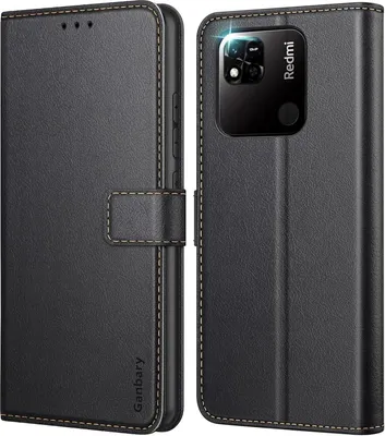 Image de Ganbary Xiaomi Redmi 10A Housse pour téléphone portable Noir avec fentes pour cartes