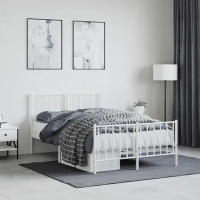 Produktbild von Bettgestell mit Kopf- und Fußteil Metall Weiß 120x200 cm 374502