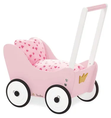 Puppenwagen Princess Lea, Holz, höhenverstellbar, Bremse, 53 cm