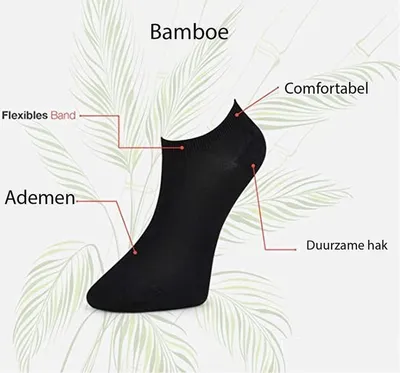 Produktbild von Bambus Socken, Sneaker Socken, 6 Paar, Damen und Herren, Kurze Socken, Antibakteriell, Schwarz, 43-46