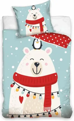 Produktbild von Weihnachtsbettbezug Eisbär mit Schal 140 x 200 cm