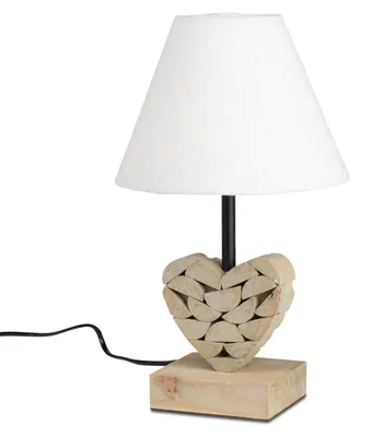 Produktbild von Tischlampe Herz Nature H. 34cm naturbraun mit Stoffschirm Formano