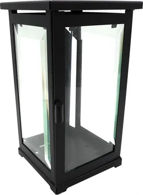 Productafbeelding van Graflantaarn - Grafdecoratie - Herdenkingsplek - Gefacetteerd glas - 21 cm hoog - Zwart