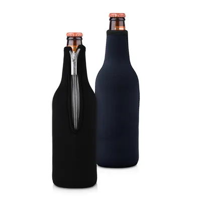 Produktbild von kwmobile 2x 330-500ml Flasche Flaschenkühler - für Bier und andere Getränke - aus isoliertem Neopren - Kühler in Schwarz Dunkelblau