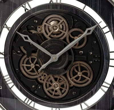 Produktbild von Formano XXL Wanduhr 58cm Metall Uhr mit beweglichen Zahnrädern Modern Wanddeko