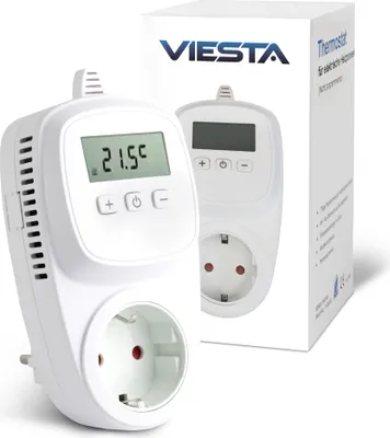 Image de VIESTA® TH10 Thermostat de prise (230V) – Numérique avec mémoire EEPROM & écran, contrôle manuel, protection antigel et Plug-and-Play