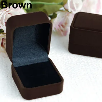 Produktbild von Samtschmuck-Halsketten-Ring-Ohrring-Anzeigen-Speicher-Organisator-Kasten-Kasten-Geschenk-Kasten-Braun