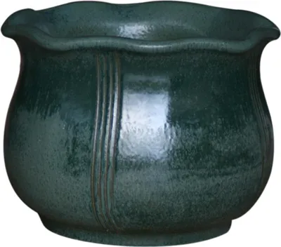 Produktbild von KERAZO Blumentopf Pflanzkübel Nebelhorn mit geformten Rand aus Keramik 41,32 cm frostfest, standfest, Farbe: grün