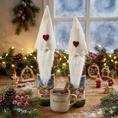 Produktbild von Niedliches 2er Set Flaschenüberzieher Santa