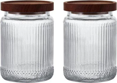 Produktbild von Dichtes Glas mit Holzdeckel für Kaffee und Tee, 700ml, 2er Set