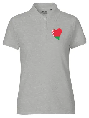 Produktbild von Huuraa Damen Polo Shirt Belarus Flagge Herz XL Sport Grey Bio Baumwolle Fairtrade Poloshirt Geschenkidee