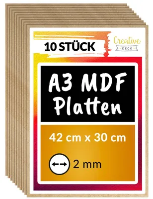Productafbeelding van Creative Deco 10 x A3 MDF - Plaat, 420 x 300 x 2 mm