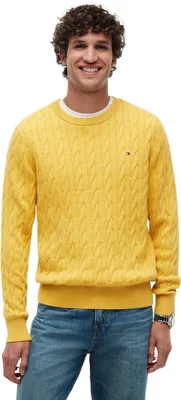 Produktbild von Tommy Hilfiger Herren Pullover Classic Baumwolle mit Zopfmuster, Gelb (Morning Side