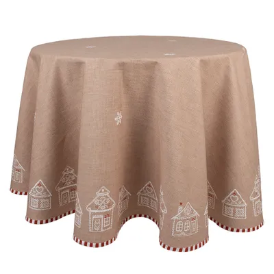 Immagine prodotto di Tovaglia Clayre & Eef Ø 170 cm cotone marrone casa di pan di zenzero