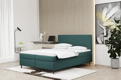 Produktbild von Kaiser Möbel Boxspringbett 160x200 mit bettkasten und matratze+topper, Schlafzimmerbett RUGIA Meersfarbe