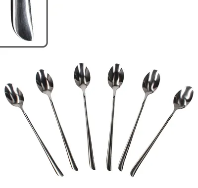 Produktbild von 6er Set Twist lange Latte Macchiato Löffel 6 Pers Longdrink Eis Edelstahl