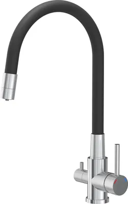 Produktbild von QUADRON Küchenarmatur AGNES Dreiwege Mischbatterie 360°, Farbe: Stahl, Höhe: 42,5 cm Armatur Küche aus Edelstahl, Flexibel, Wasserhahn für Küche