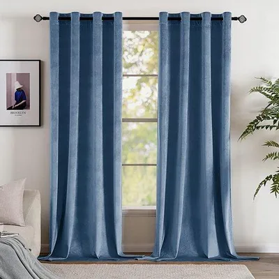 Productafbeelding van Azomor® Luxe verduisterende gordijnen van fluweel met lussen, geschikt voor slaapkamer en woonkamer