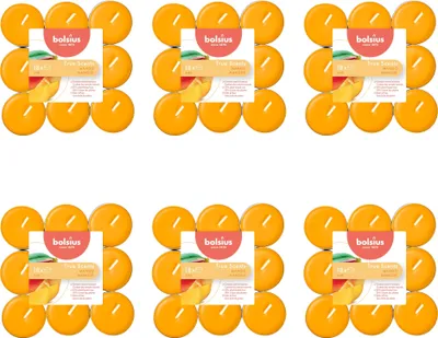 Produktbild von Bolsius - True Scents - Duft-Teelichter - 18 Stück pro Packung - Mango - Vorteilspack - 108 Stücke - 6 Verpackung