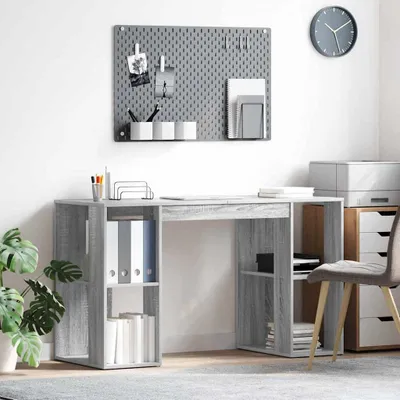 Image de Bureau exclusif - Structure en bois imitation chêne Sonoma gris, dimensions 130 x 50,5 x 75 cm