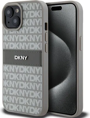 Obrázek produktu pro Etui Dkny Leather Mono Stripe & Metal Logo Na Iphone 15 / 14 / 13 - Beżowe