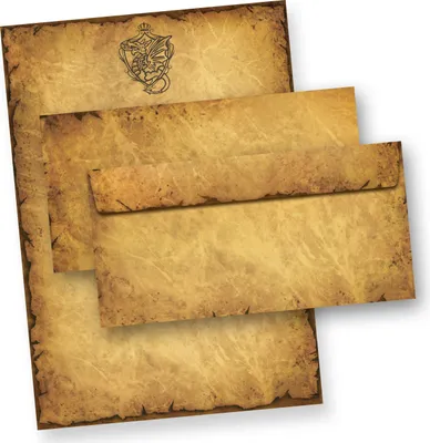 Produktbild von Altes Briefpapier Set Drache Wappen (25 Sets) A4, 90 g/qm, 25 Briefpapiere + 25 Umschläge