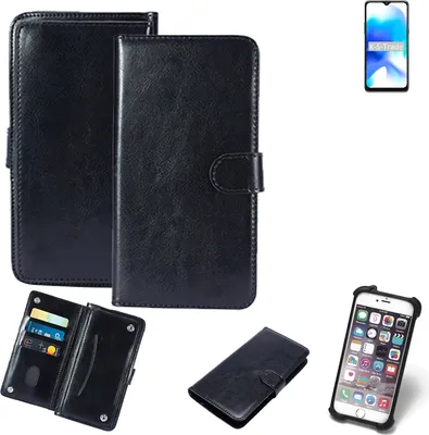 Produktbild von K-S-Trade 360° Hülle kompatibel mit Blackview A80s schwarz Kunstleder Case BookCase WalletCase Kunstlederederhülle Handyhülle, Rundumschutz Bumper