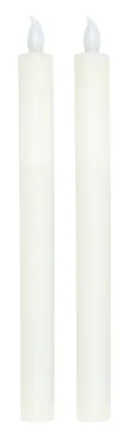 Produktbild von Kerze LED 2er Set Batteriebetrieb warmweiß flackern Stabkerzen Creme Wachs