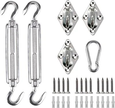 Produktbild von Sonnensegel Befestigung Set M6 Sonnensegel HardwareKit 316 Edelstahl Markisen Befestigungsset für Terrasse, Rasen, Garten, strapazierfähig, rostfrei