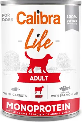 Productafbeelding van CALIBRA DOG LIFE, volwaardig hondenvoer voor volwassen honden, met rundvlees en wortelen, 6 x 400 gram