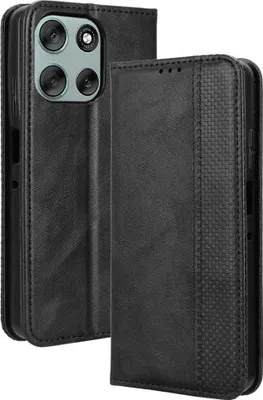 Produktbild von Motorola Moto G56 Hülle - Coverup Vintage Style Klapphülle - Schwarz