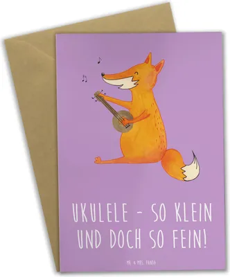Produktbild von Mr. & Mrs. Panda Grußkarte Zauberhafte Ukulele - Lavendeltraum - Geschenk, einladungskarten, Spaß, weihnachtskarten, osterkarten, Lernen, Hawaii, Musikinstrument, Lieder