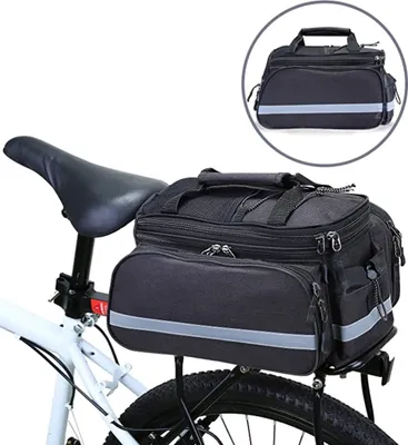 Produktbild von Fahrrad Satteltasche Gepäcktasche Gepäckträger Tasche Rucksack Seitentasche mit wasserfester, reflektierender und Regenschutzdeckel