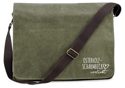 Produktbild von Huuraa Umhängetasche Osterholz-Scharmbeck verliebt 14 Liter Military Green Canvas Laptoptasche Geschenkidee