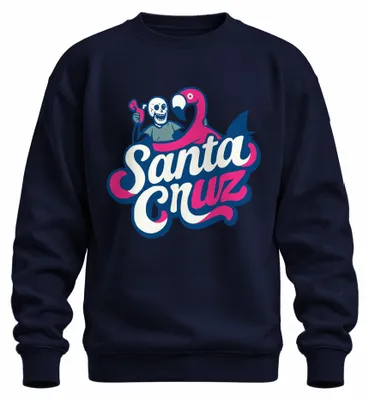 Immagine prodotto di Santa Cruz Flamingo Skelett Strand California Surfen Skate Retro Unisex Felpa Pullover, Navy, S