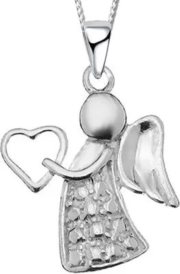 Produktbild von Damen Mädchen Engel 40cm Halskette mit Anhänger echt 925 Sterling Silber Kette Damenkette Schutzengel Kinderkette Halsschmuck K492+Org